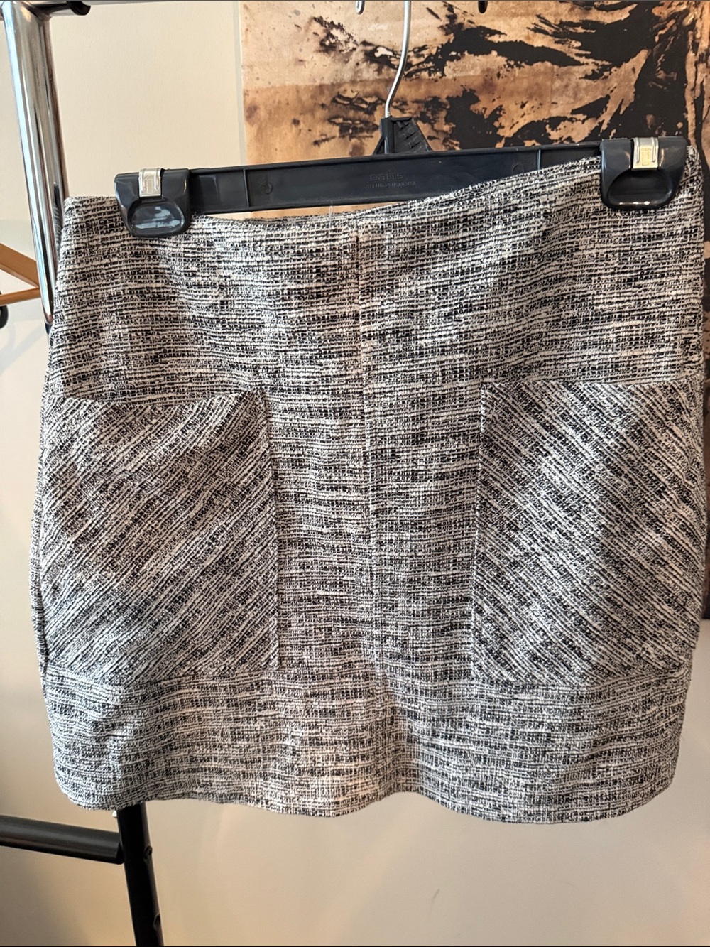 Le Lis Black and White Tweed Mini Skirt